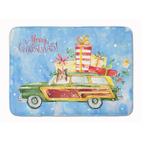 Carolines Treasures Merry Christmas Sheltie Machine Washable Memory Foam Mat CK2421RUG - main